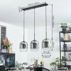 hofstein Apedo Suspension, Suspension Clair, Fumé, 3 lumières