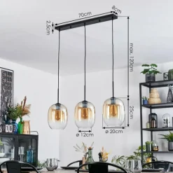 hofstein Apedo Suspension, Suspension Ambre, Clair, 3 lumières