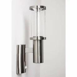 hofstein Applique extérieure Popoyan LED Acier inoxydable, 2 lumières, Détecteur de mouvement