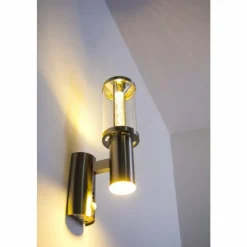 hofstein Applique extérieure Popoyan LED Acier inoxydable, 2 lumières, Détecteur de mouvement