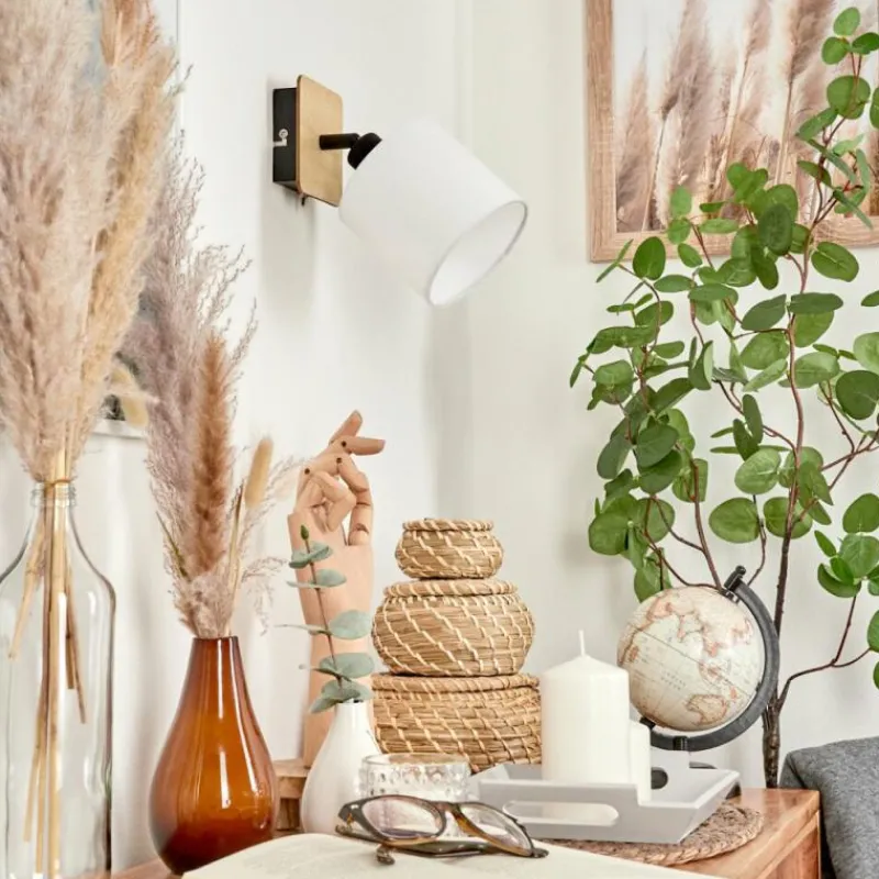 Lampes En Tissu-hofstein Applique murale Alsen Bois clair, Noir, 1 lumière