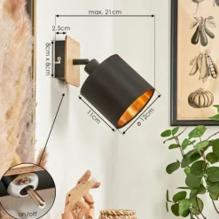Lampes En Tissu-hofstein Applique murale Alsen Bois clair, Noir, 1 lumière