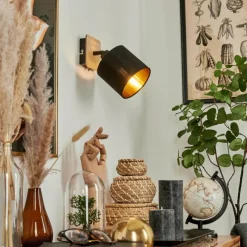 Lampes En Tissu-hofstein Applique murale Alsen Bois clair, Noir, 1 lumière