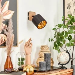 Lampes En Tissu-hofstein Applique murale Alsen Bois foncé, Noir, 1 lumière