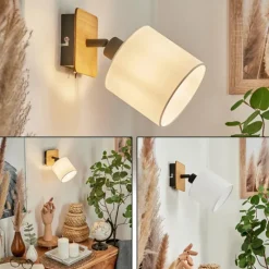 Lampes En Tissu-hofstein Applique murale Alsen Écru, Noir, 1 lumière