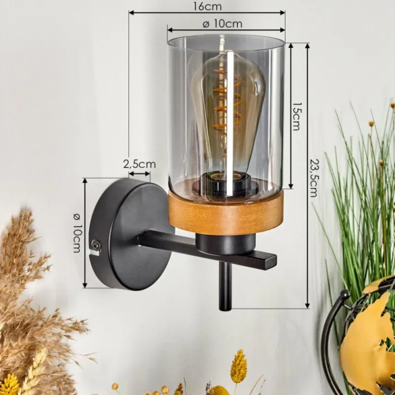 Suspension Verre Fumé-hofstein Applique murale Amignon Écru, Noir, 1 lumière