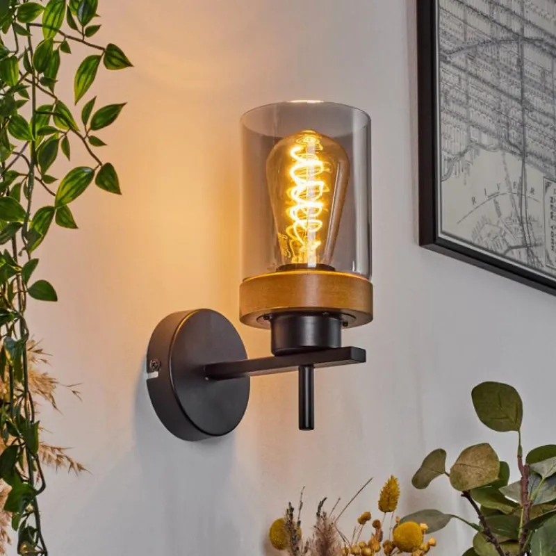 Suspension Verre Fumé-hofstein Applique murale Amignon Écru, Noir, 1 lumière