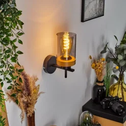 Suspension Verre Fumé-hofstein Applique murale Amignon Écru, Noir, 1 lumière