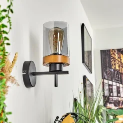 Suspension Verre Fumé-hofstein Applique murale Amignon Écru, Noir, 1 lumière