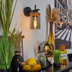 Suspension Verre Fumé-hofstein Applique murale Amignon Écru, Noir, 1 lumière