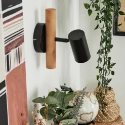Luminaires Scandinaves-hofstein Applique murale Arbrentin Bois clair, Noir, 1 lumière