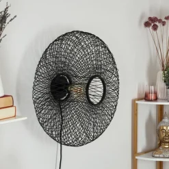 Style Boho-Chic-hofstein Applique murale Brooker Noir, 1 lumière