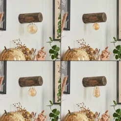 Style Boho-Chic-hofstein Applique murale Canedo Bois foncé, 1 lumière