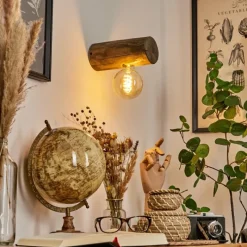 Style Boho-Chic-hofstein Applique murale Canedo Bois foncé, 1 lumière