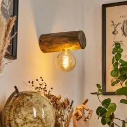 Style Boho-Chic-hofstein Applique murale Canedo Bois foncé, 1 lumière