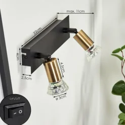 Lampes Dorées-hofstein Applique murale Castillo Noir, 2 lumières