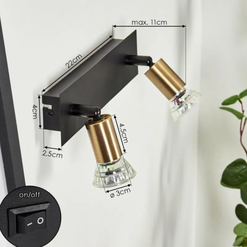 Lampes Dorées-hofstein Applique murale Castillo Noir, 2 lumières