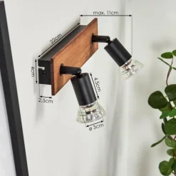 hofstein Applique murale Castillo Écru, Noir, 2 lumières