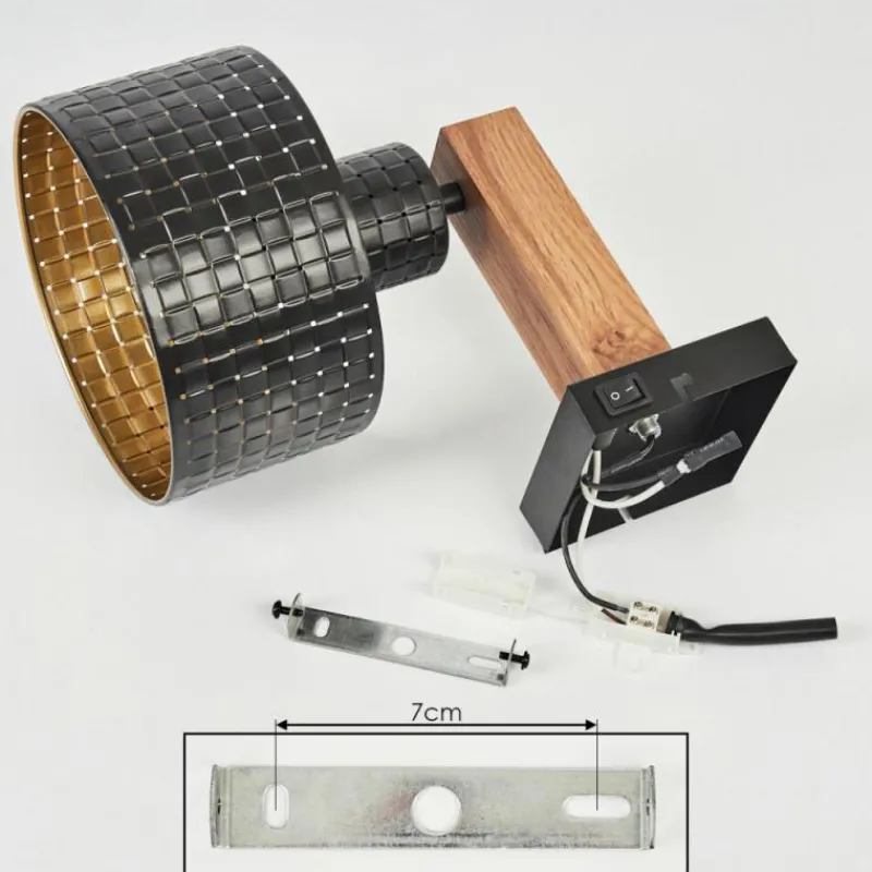 Lampes Dorées-hofstein Applique murale Chabian Brun, Couleur bois, Noir, 1 lumière