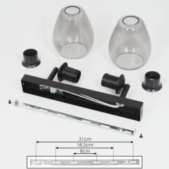 Suspension Verre Fumé-hofstein Applique murale Chaiguao Noir, 2 lumières