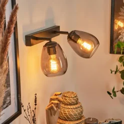 Suspension Verre Fumé-hofstein Applique murale Chaiguao Noir, 2 lumières