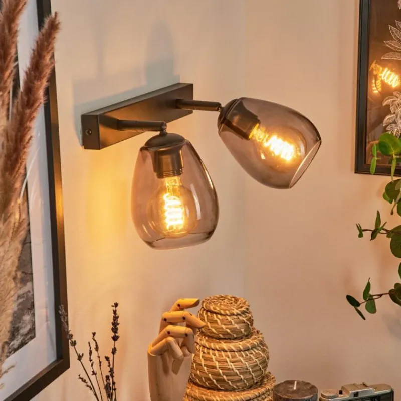 Suspension Verre Fumé-hofstein Applique murale Chaiguao Noir, 2 lumières