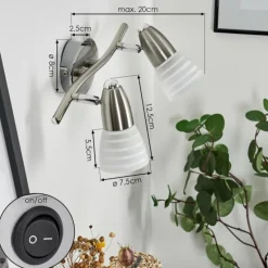 hofstein Applique murale Chapod Nickel mat, 2 lumières