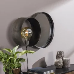 hofstein Applique murale Charger Argent Oxydé, 1 lumière* Appliques