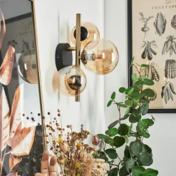 hofstein Applique murale Chehalis LED Laiton, Noir, 3 lumières