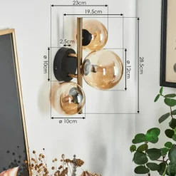 hofstein Applique murale Chehalis LED Laiton, Noir, 3 lumières