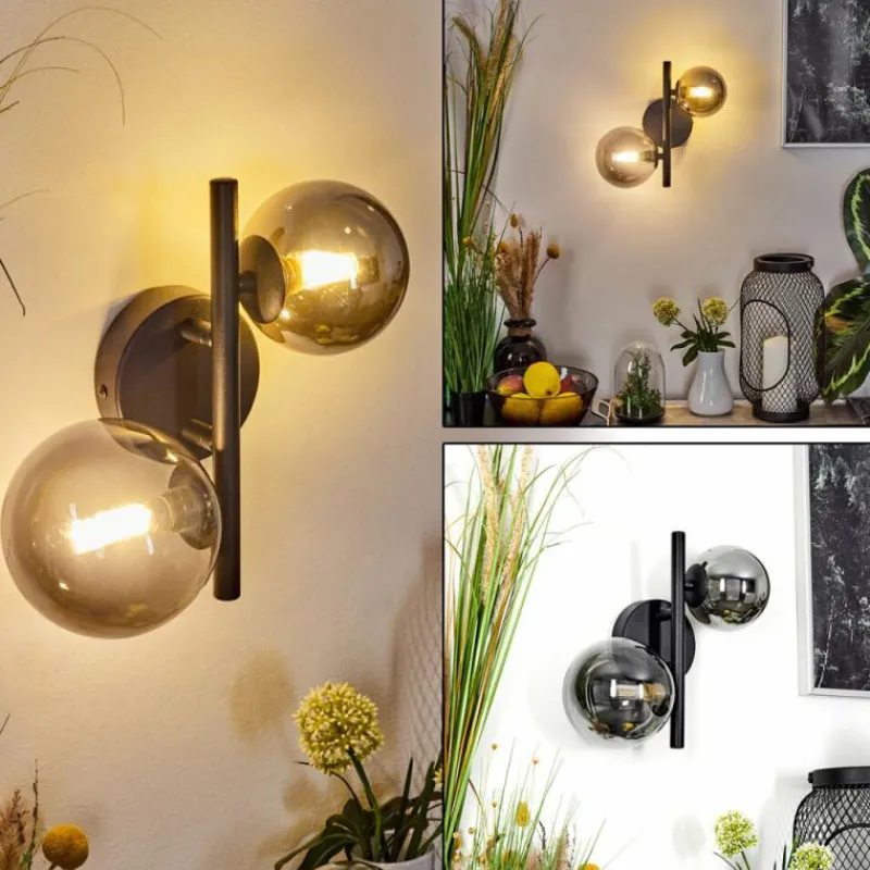 Suspension Verre Fumé-hofstein Applique murale Chehalis LED Noir, 2 lumières