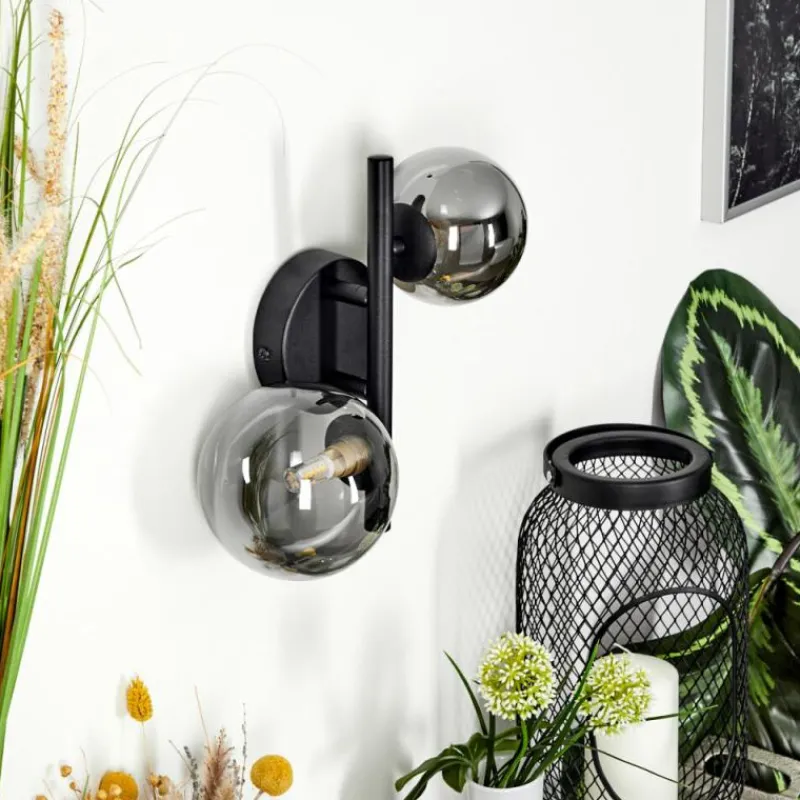 Suspension Verre Fumé-hofstein Applique murale Chehalis LED Noir, 2 lumières