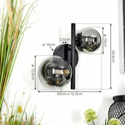 Suspension Verre Fumé-hofstein Applique murale Chehalis LED Noir, 2 lumières