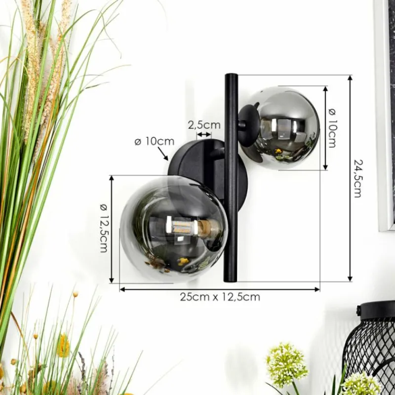 Suspension Verre Fumé-hofstein Applique murale Chehalis LED Noir, 2 lumières