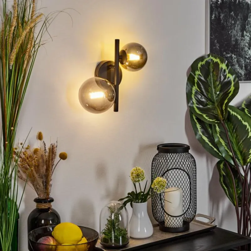 Suspension Verre Fumé-hofstein Applique murale Chehalis LED Noir, 2 lumières