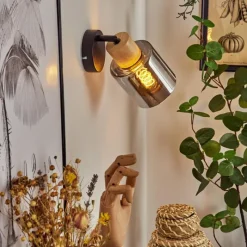 Luminaires Scandinaves-hofstein Applique murale Covelas Écru, Noir, 1 lumière