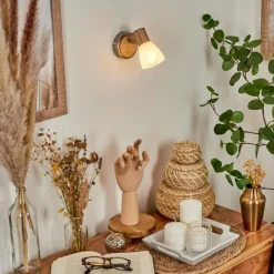 hofstein Applique murale Icalma Bois clair, Nickel mat, 1 lumière