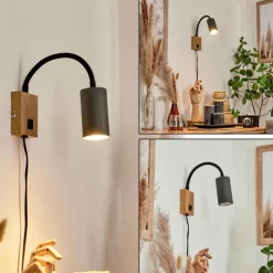 hofstein Applique murale Javel Anthracite, Couleur bois, 1 lumière