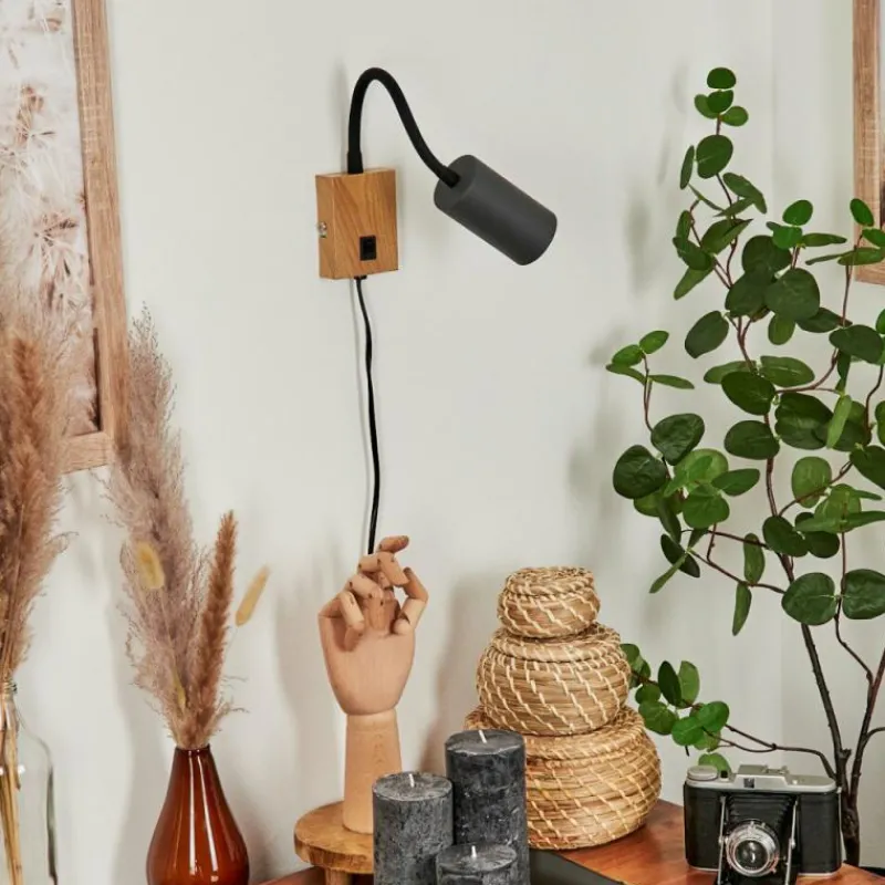 hofstein Applique murale Javel Anthracite, Couleur bois, 1 lumière