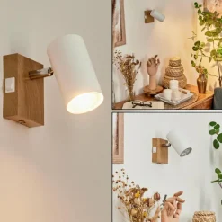 Luminaires Scandinaves-hofstein Applique murale Javel Chrome, Couleur bois, Écru, 1 lumière