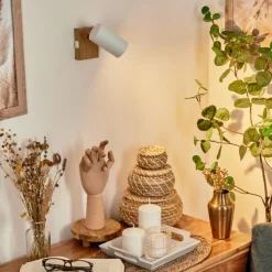 Luminaires Scandinaves-hofstein Applique murale Javel Chrome, Couleur bois, Écru, 1 lumière