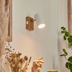 Luminaires Scandinaves-hofstein Applique murale Javel Chrome, Couleur bois, Écru, 1 lumière