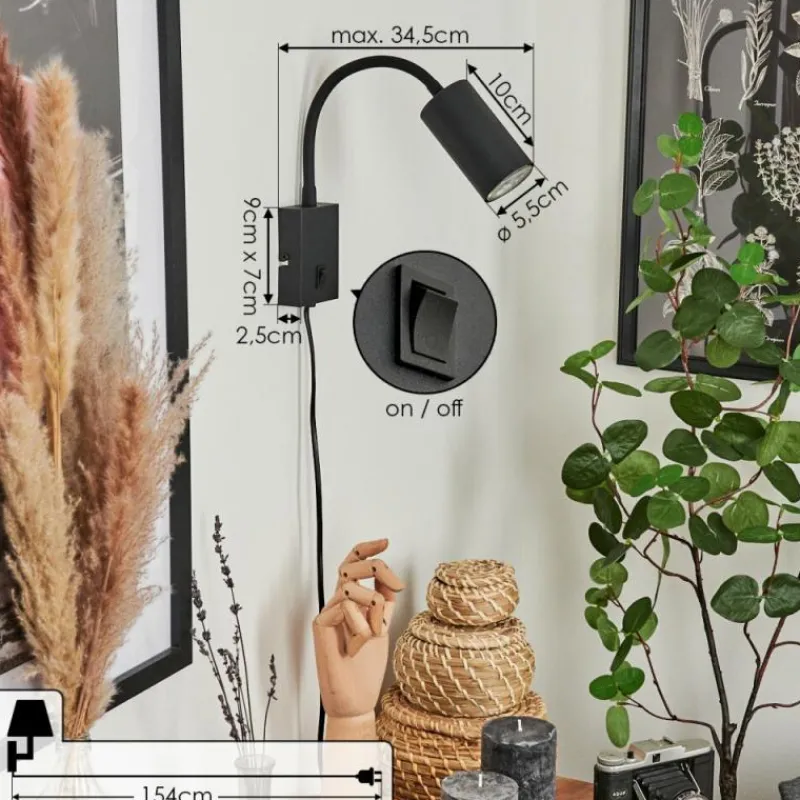 hofstein Applique murale Javel Noir, 1 lumière