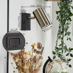 hofstein Applique murale Javel Vieux laiton, Noir, 1 lumière* Spots Et Projecteurs