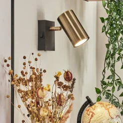 hofstein Applique murale Javel Vieux laiton, Noir, 1 lumière* Spots Et Projecteurs