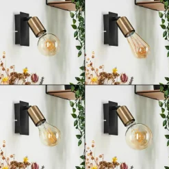 Lampes Vintages & Rétros-hofstein Applique murale Laharie Vieux laiton, Noir, 1 lumière