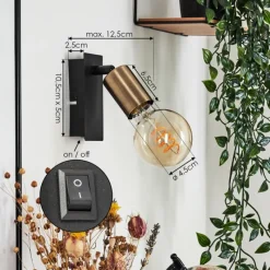 Lampes Vintages & Rétros-hofstein Applique murale Laharie Vieux laiton, Noir, 1 lumière