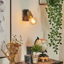 Lampes Vintages & Rétros-hofstein Applique murale Laharie Vieux laiton, Noir, 1 lumière