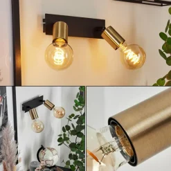 Lampes Vintages & Rétros-hofstein Applique murale Laharie Vieux laiton, Noir, 2 lumières