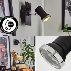 hofstein Applique murale Lanrigan Chrome, Noir, 1 lumière